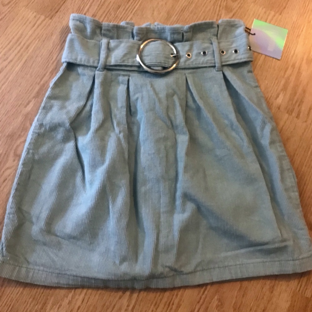 Missguided paperbag waist belted cord skirt